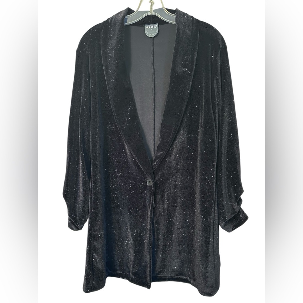 NWOT Arula sparkly velour one button jacket, Arula size A.